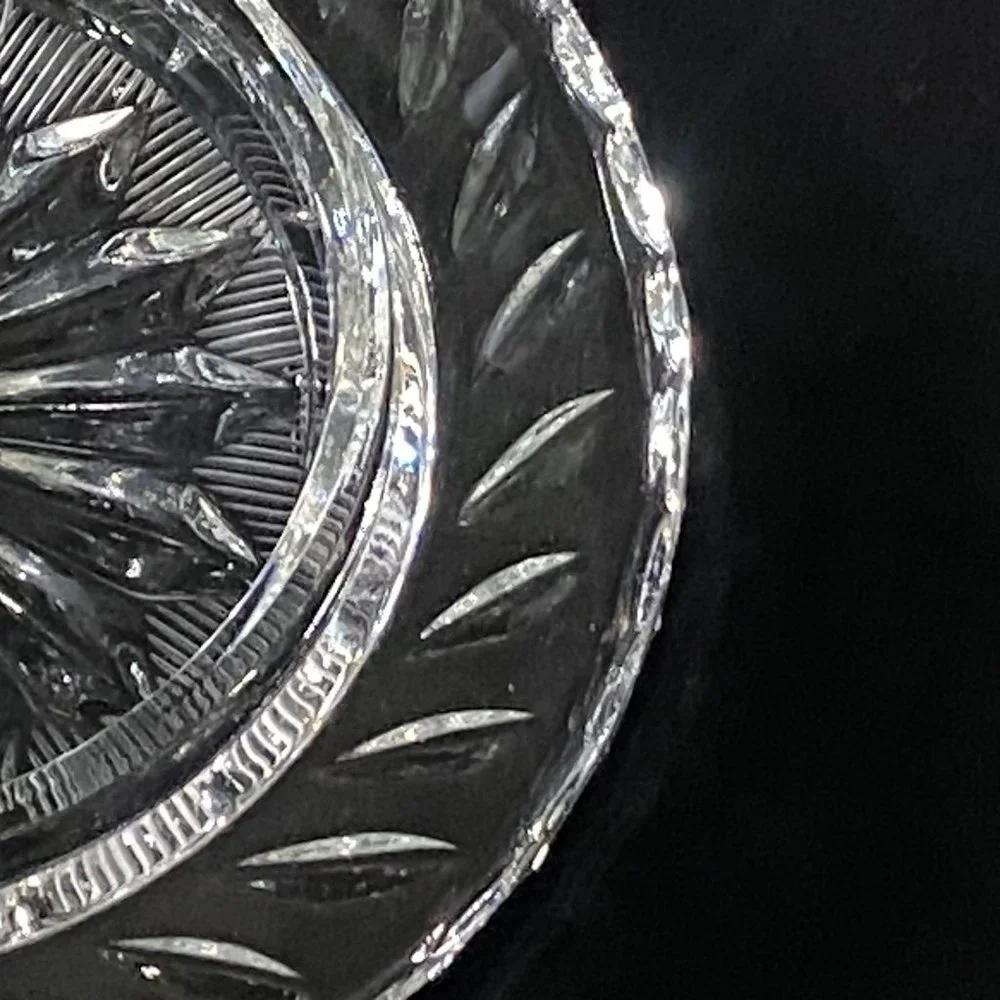 Eleanor American Cut Round Glass Cover Butter/Cheese Dish Pinwheel Fan Stars - Picture 8 of 11